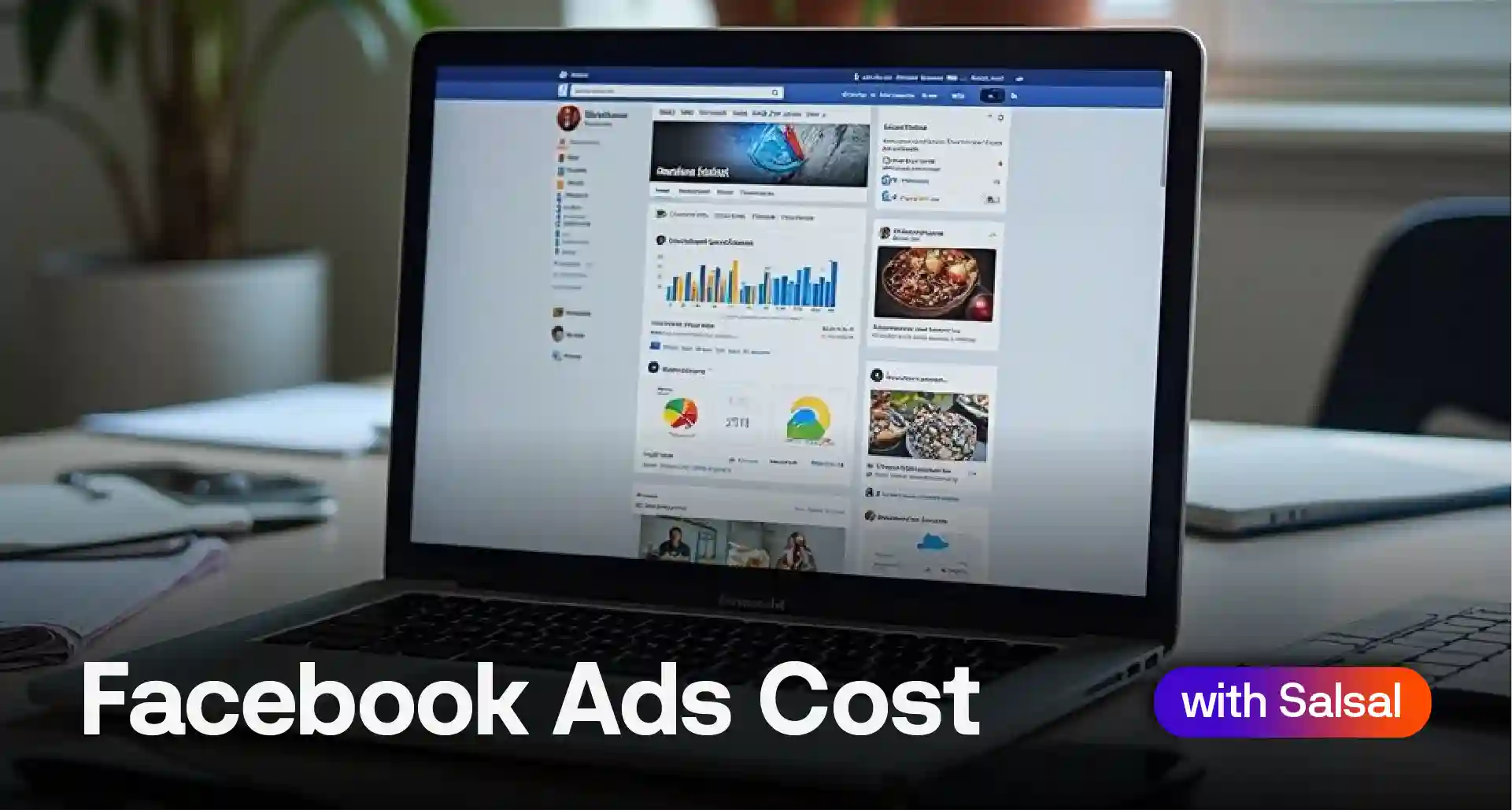 Facebook Ads cost displayed on a laptop screen