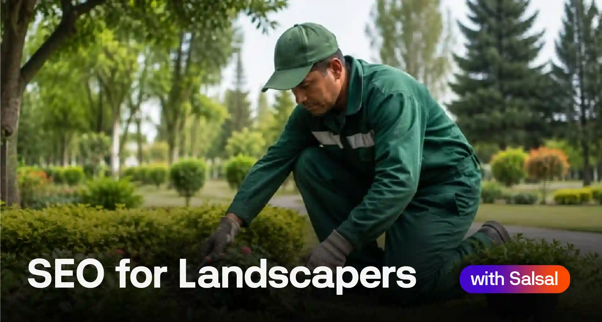 SEO for landscapers with a professional gardener working outdoors